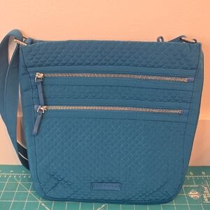 Vera Bradley Triple Zip Hipster Teal Crossbody Bag